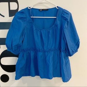 Zara Puff Short Sleeve Blouse
